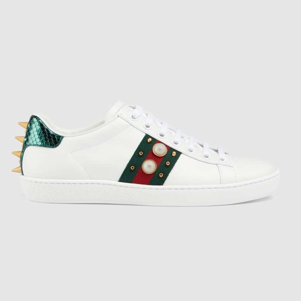 Gucci shoes spikes and pearls red green size 8.5